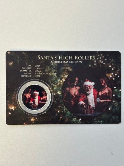 1g Silver Merry Christmas Colourised Rounds