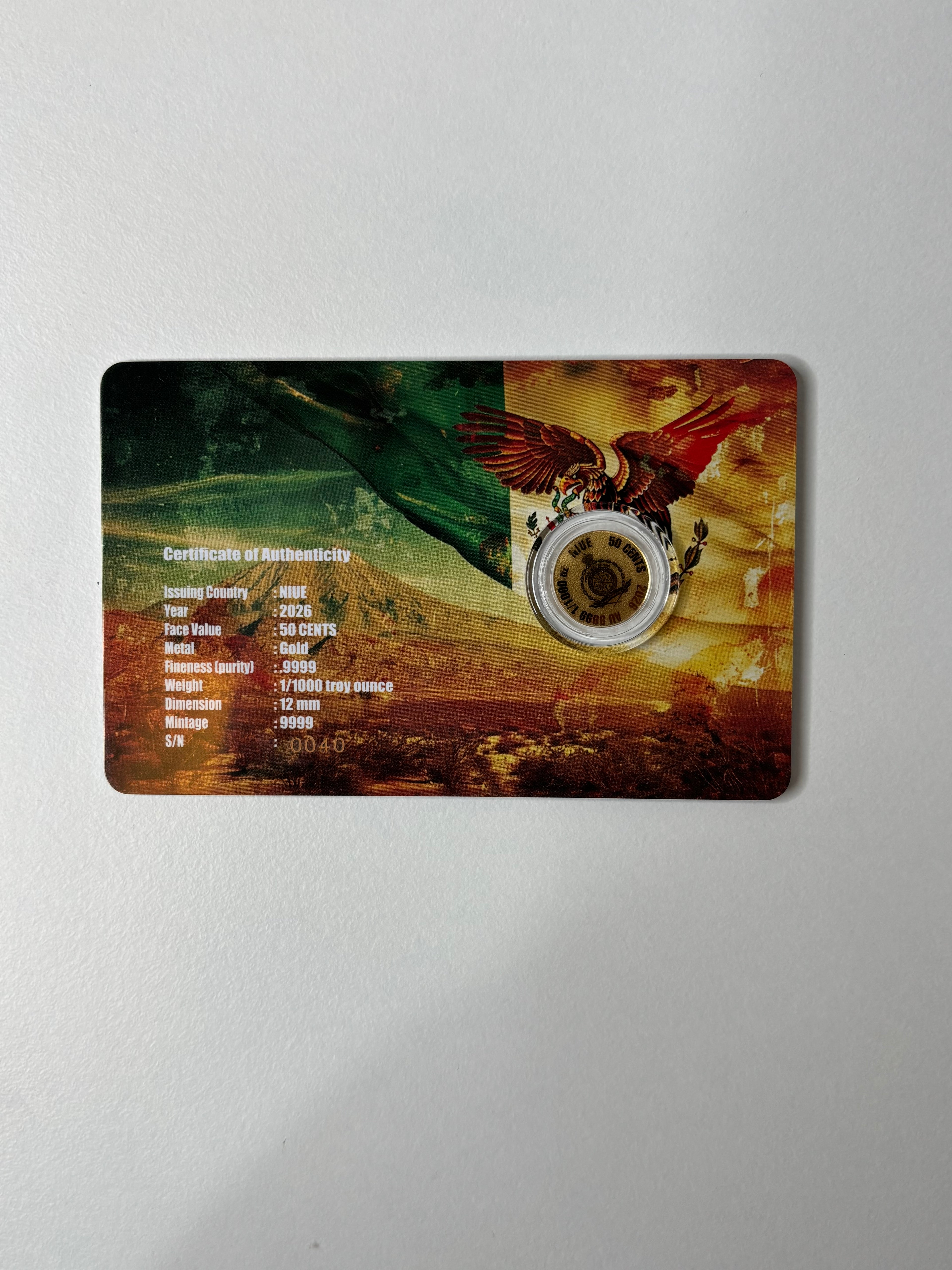 1/1000oz gold Mexican libertad foil coin