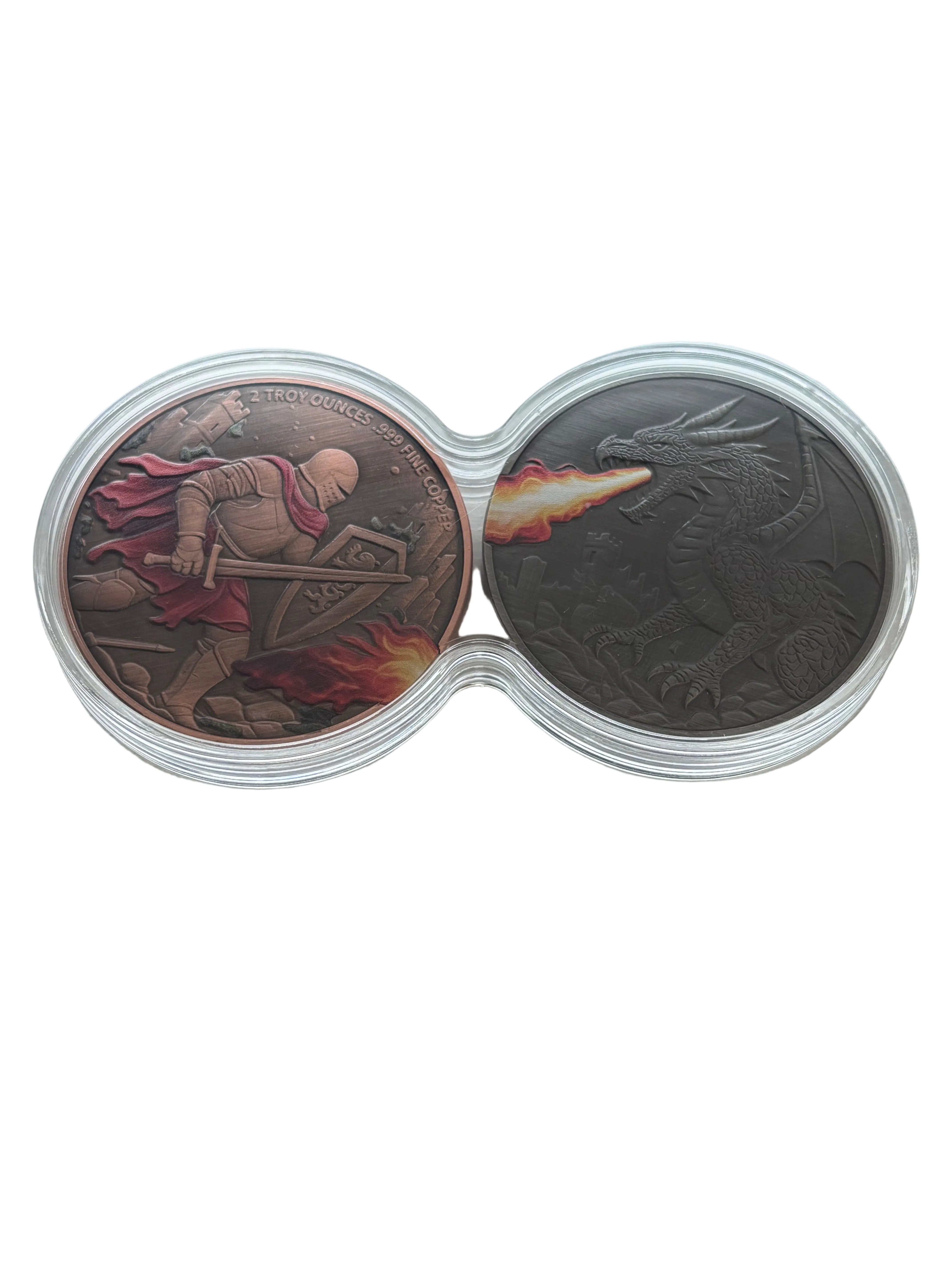 2x2oz Pure Copper Medals Knight V Dragon
