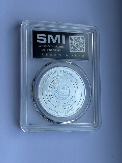 2026 1oz Pure Silver Colourised Lunar Fire Horse SMI Slab