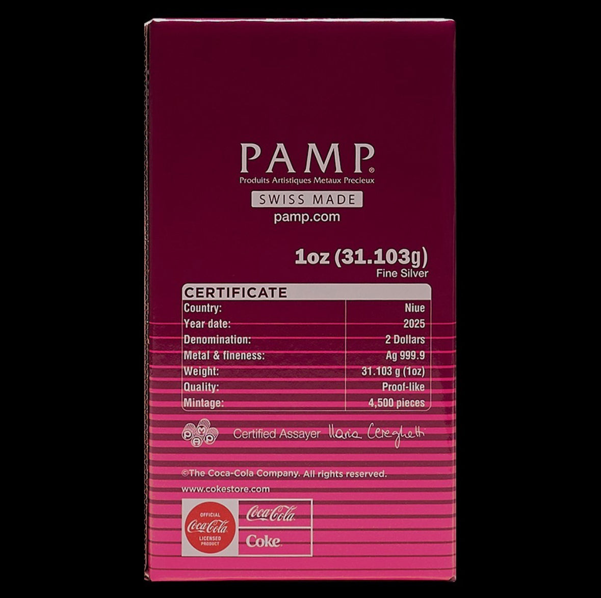 2025 PAMP Suisse Cherry Coke 40th Anniversary 1oz Silver Coin