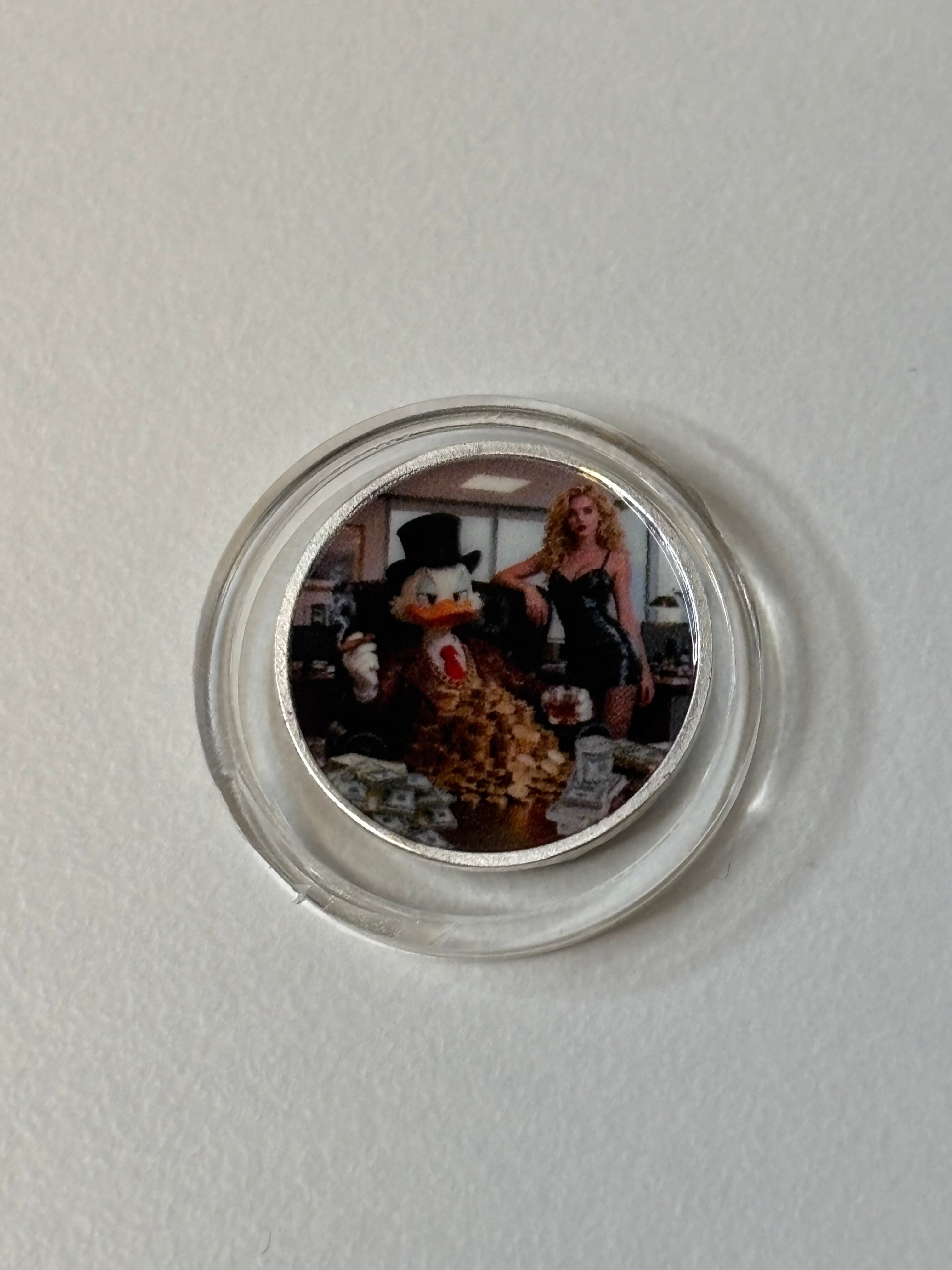 1g silver Scrooge duck round