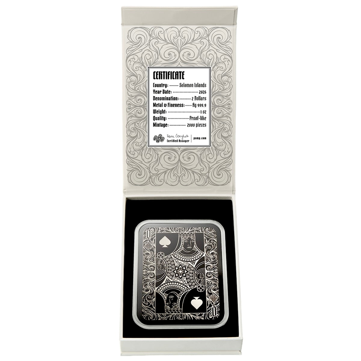 1oz Pure Silver Pamp Playing Card Queen Of Spades