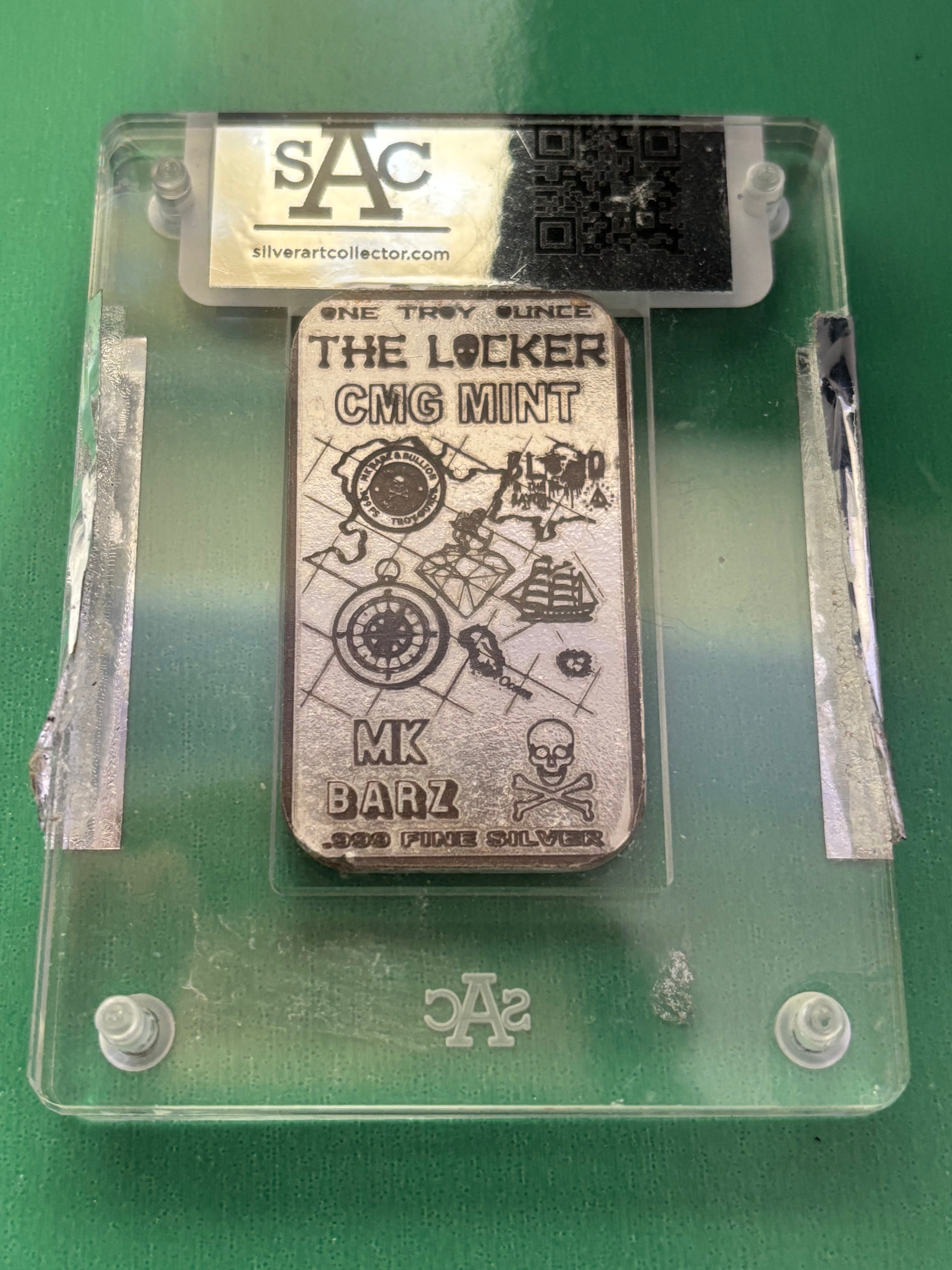 1oz .999 Silver Art Slabbed Bar Blood In The Bayou Mintage Of 8