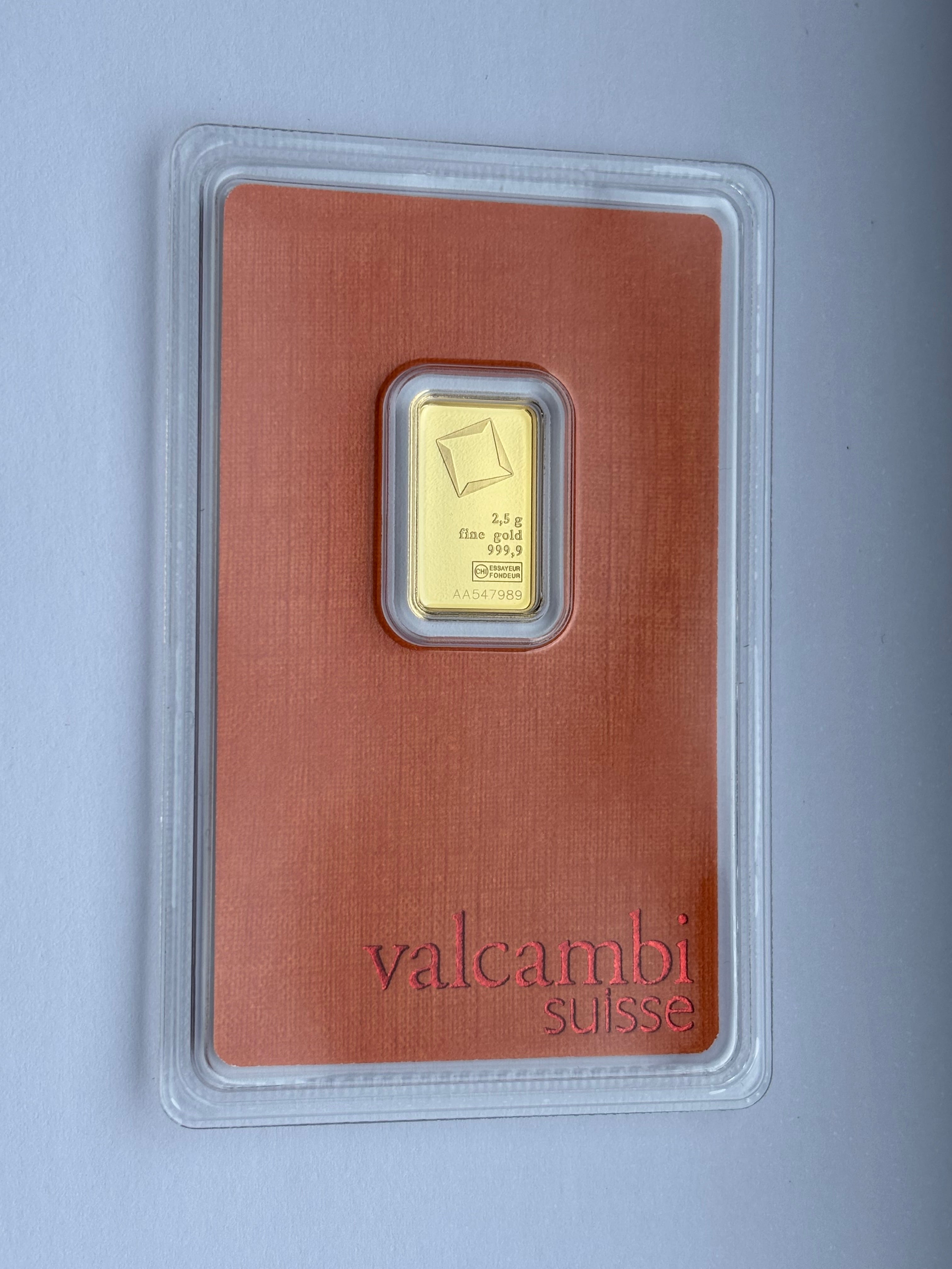 2.5g Pure Gold Bar - Valcambi
