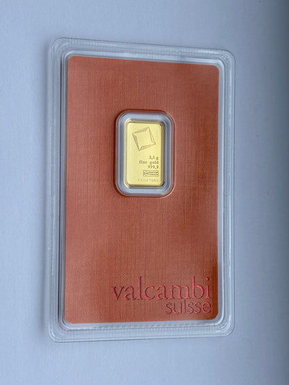 2.5g Pure Gold Bar - Valcambi