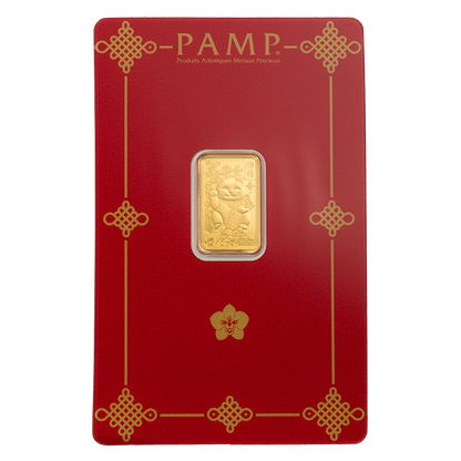 2.5g Pure Gold Bar PAMP Lucky Cat