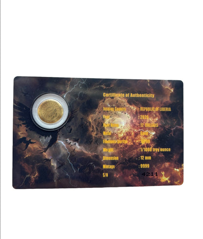 FALL OF LUCIFER 1/1000 Oz Gold Coin 12$ Liberia 2026