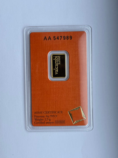 2.5g Pure Gold Bar - Valcambi