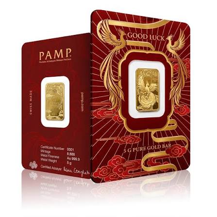 5g PAMP Suisse Good Luck Phoenix Pure Gold Bar