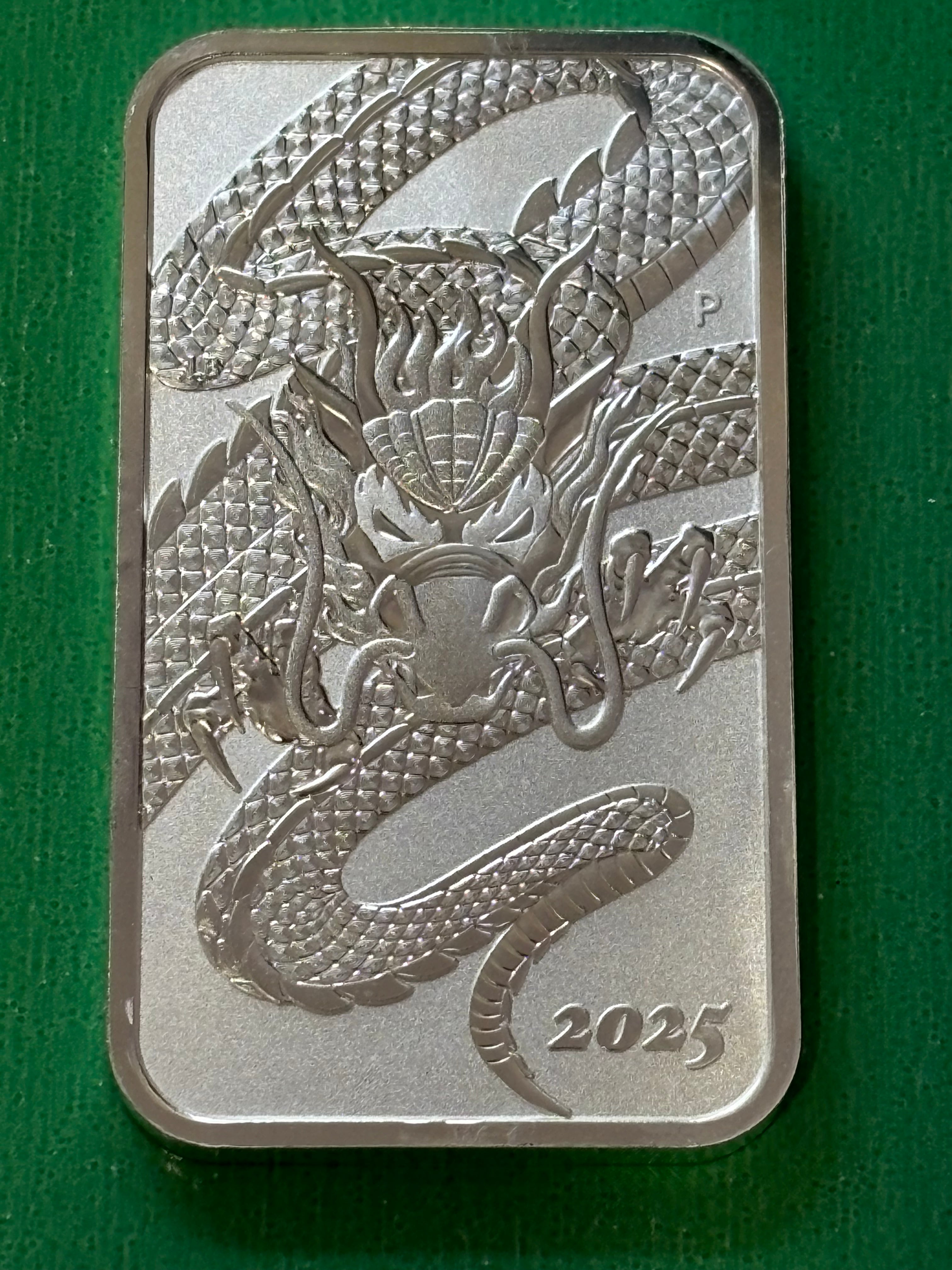 1oz .9999 Silver Perth Mint Dragon Bar 2025