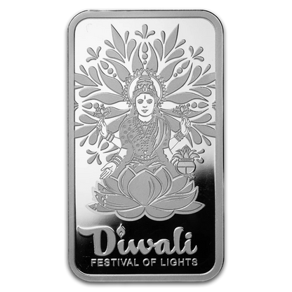 1oz PAMP Suisse Diwali Lakshmi & Sacred Cow Pure Silver Bar in Assay