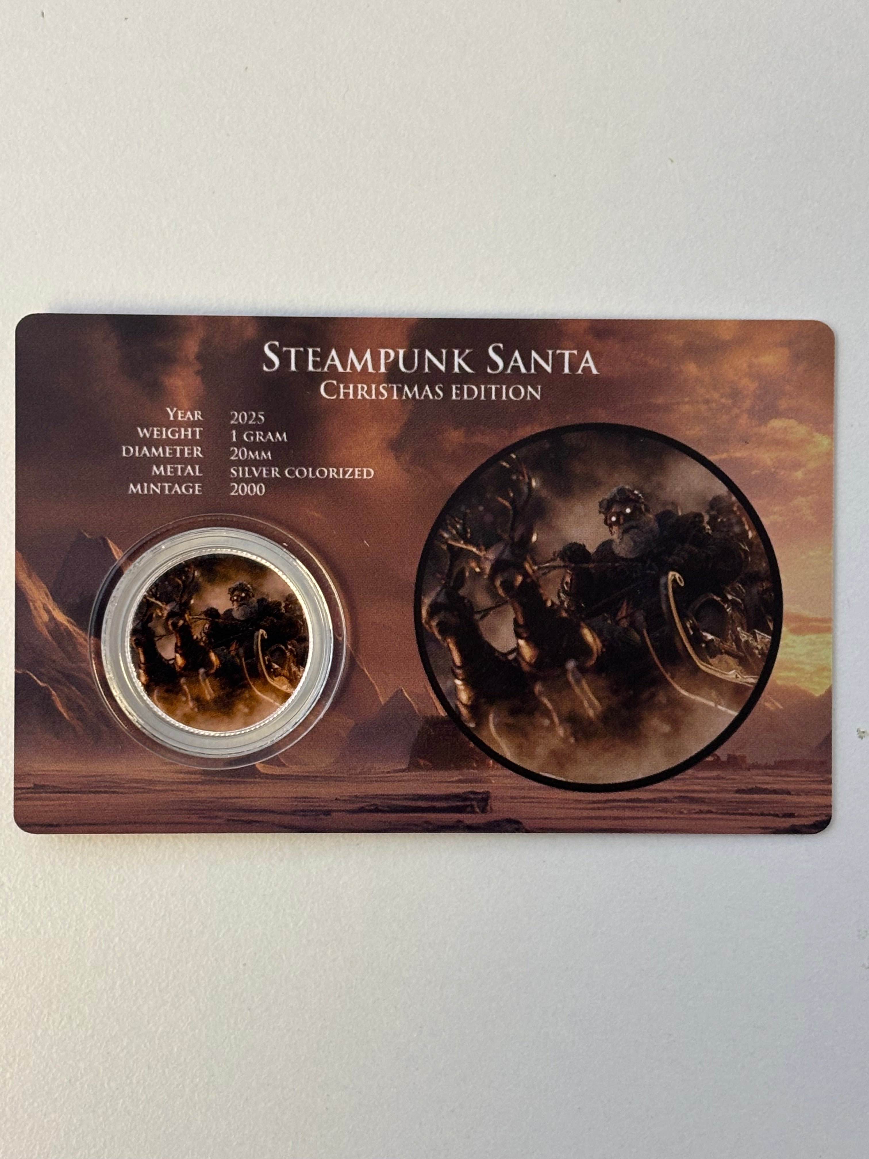 1g Silver Merry Christmas Colourised Rounds