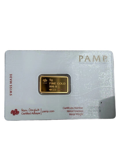 PAMP 5g Pure Gold Bar America The Free Eagle