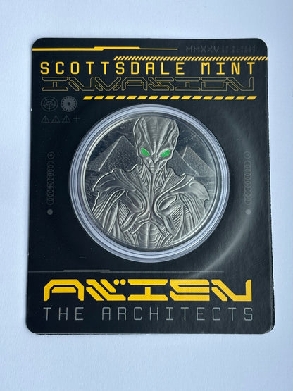 Alien Architects 1oz Pure Silver Coin With Rhodium