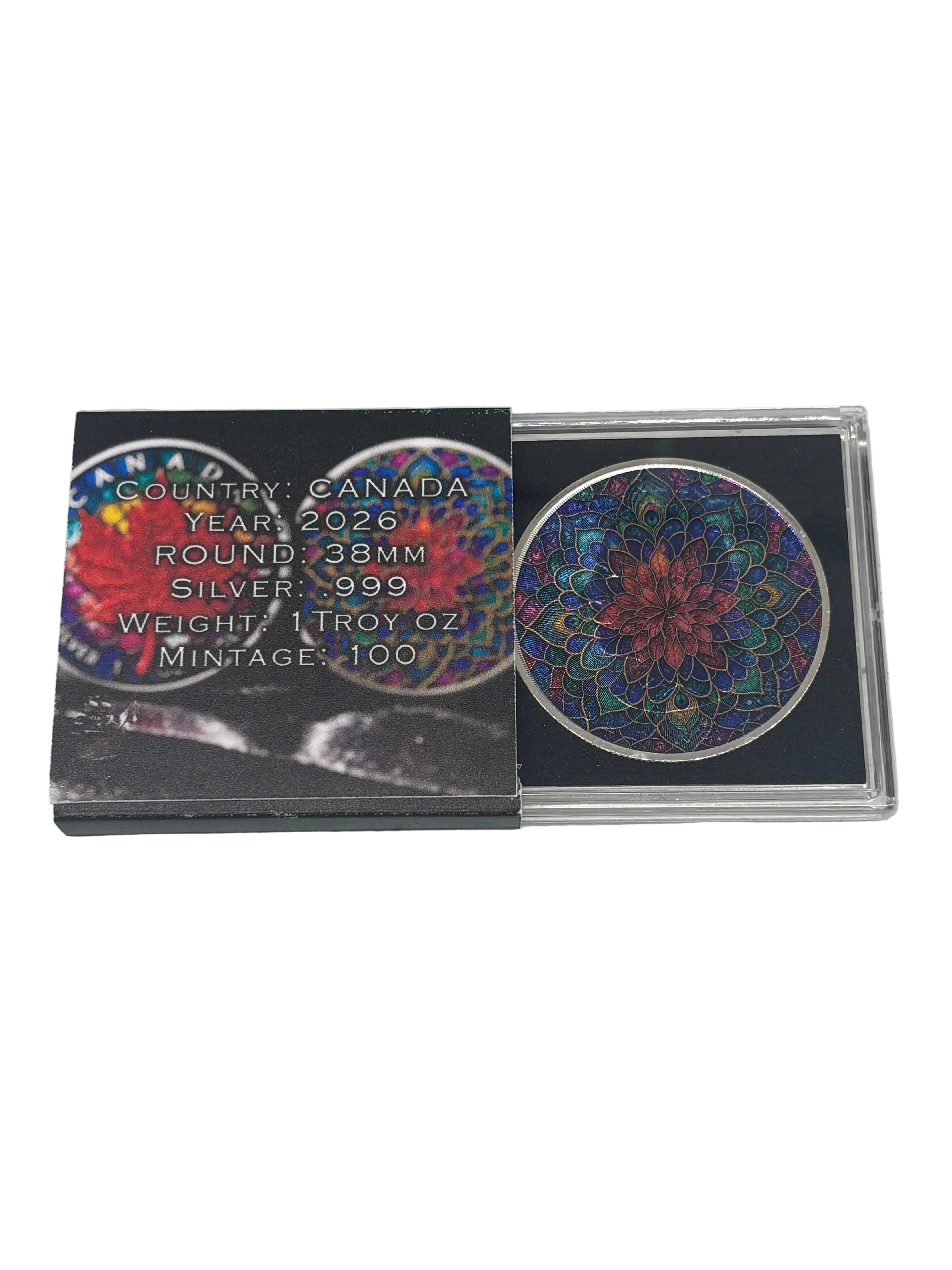 1oz Pure Silver Maple Stained Glass