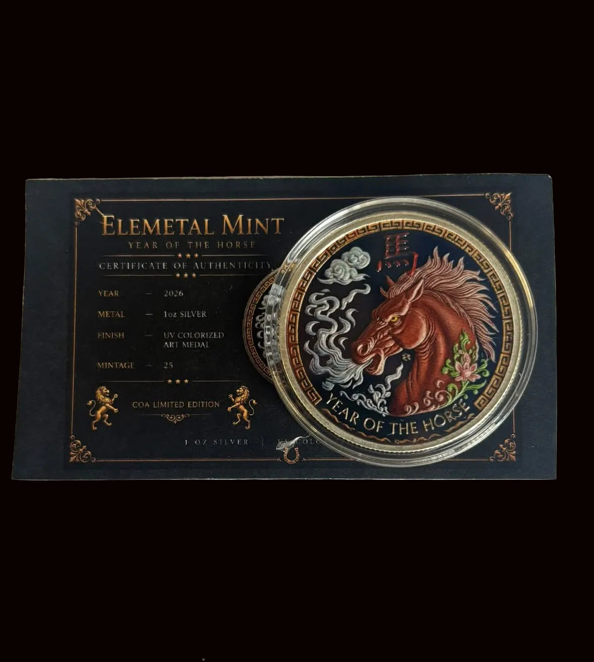 Elemetal Mint 1oz Pure Silver Round Year Of The Horse