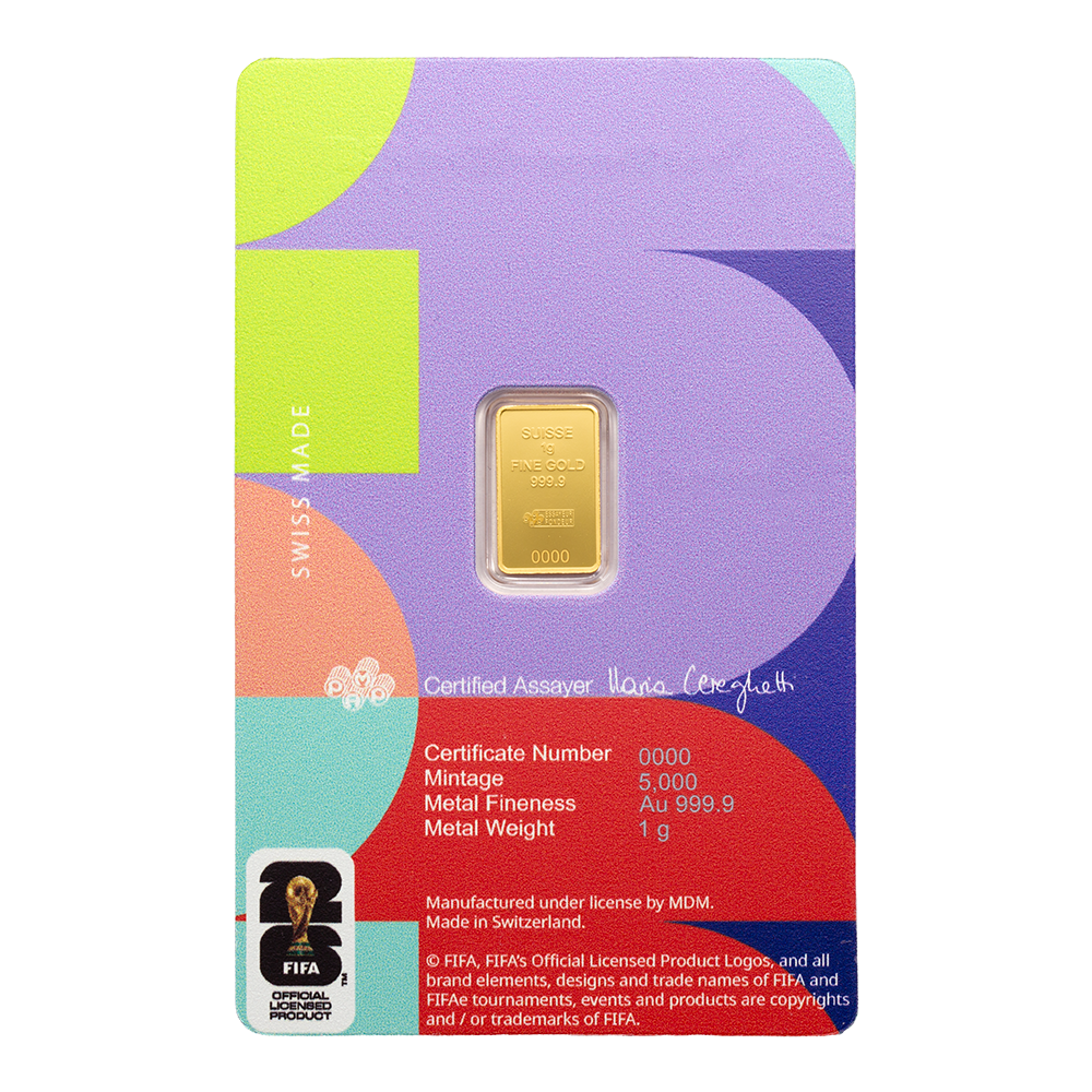 1g Pure Gold PAMP Bar FIFA World Cup