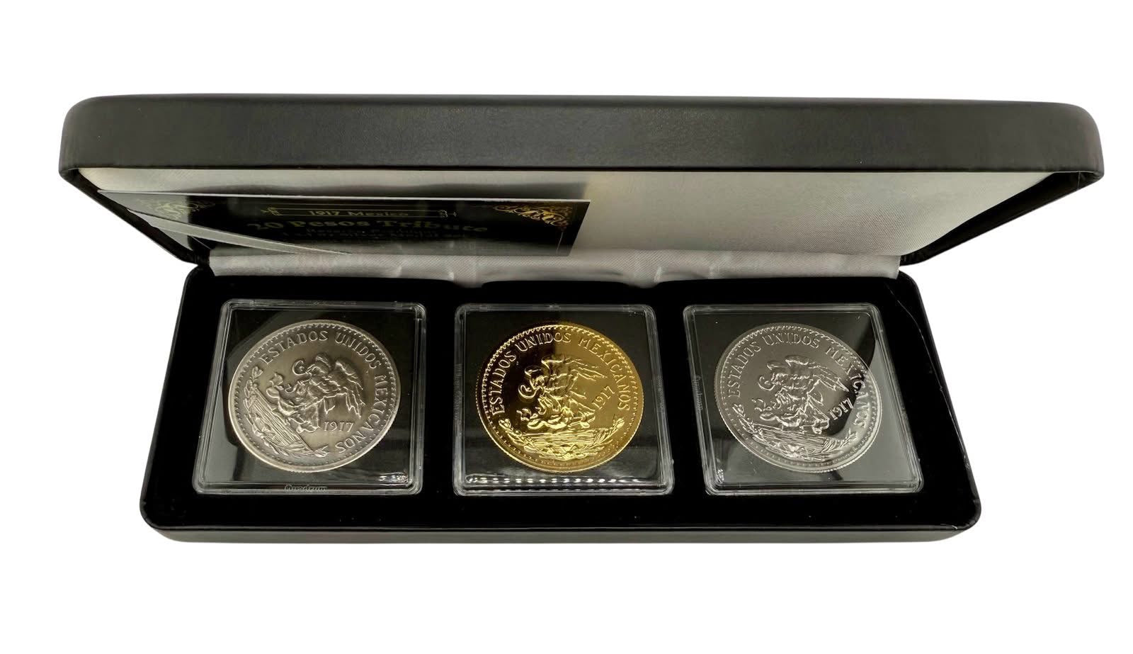 3x1oz .999 Silver 20 Peso 1917 Tribute Coin Set