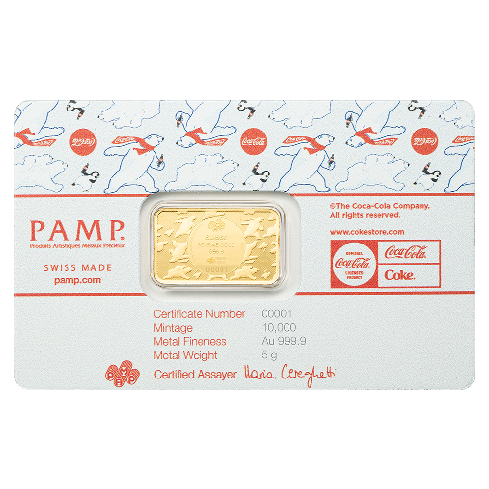 5g 999.9 Gold Pamp Coca Cola Christamas Polar Bear
