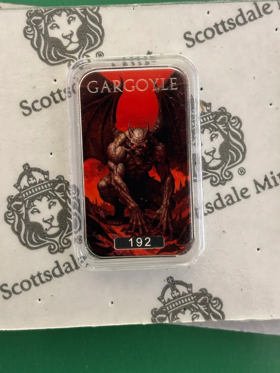 1oz .999 Silver Bar Scottsdale Mint Gargoyle