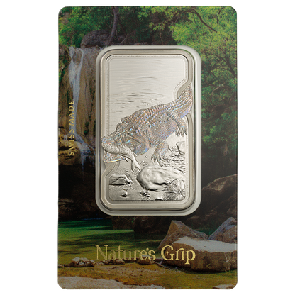 PAMP 1oz Pure Silver Natures Grip Crocodile