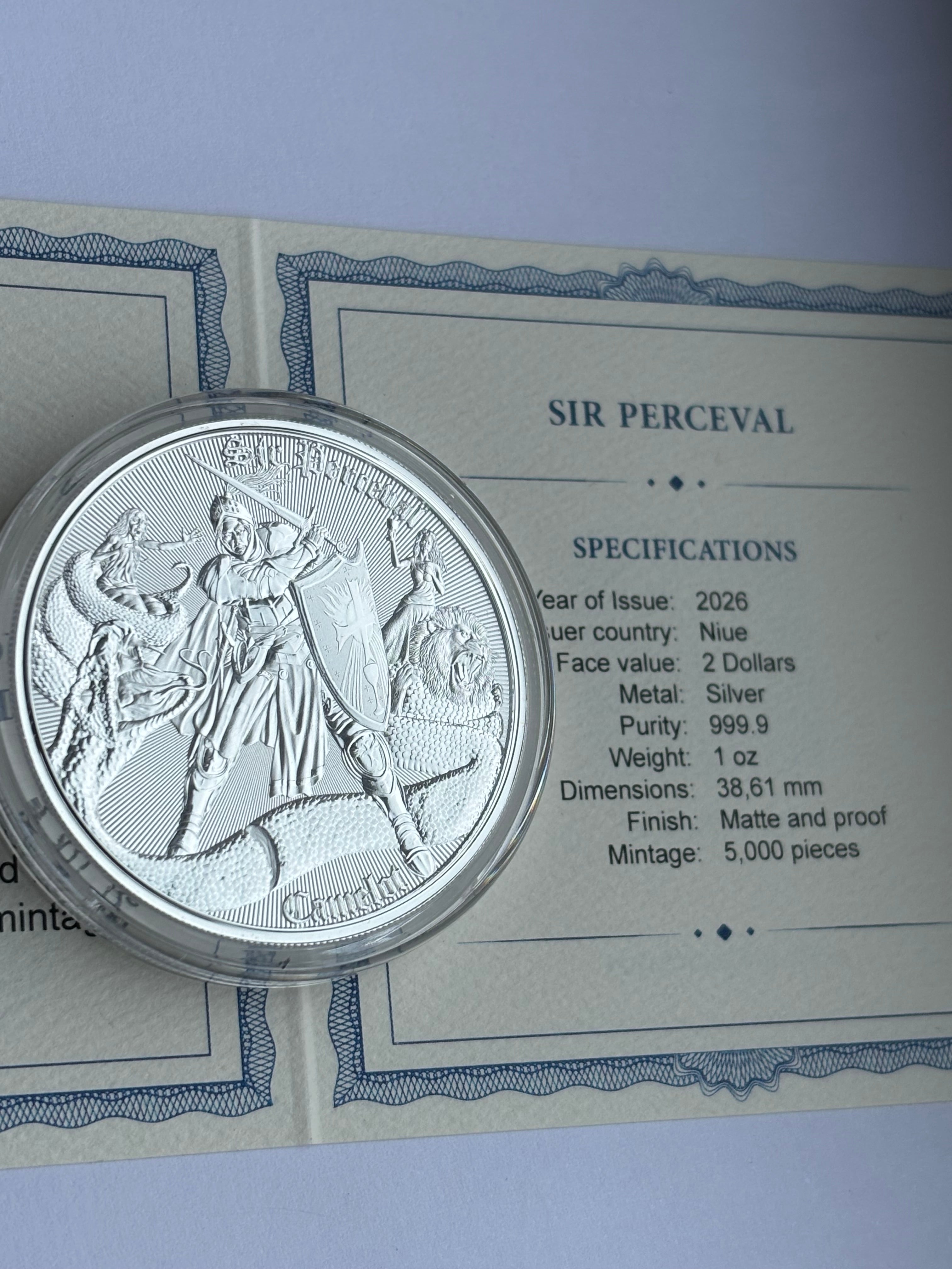 1oz Pure Silver Coin Sir Percival