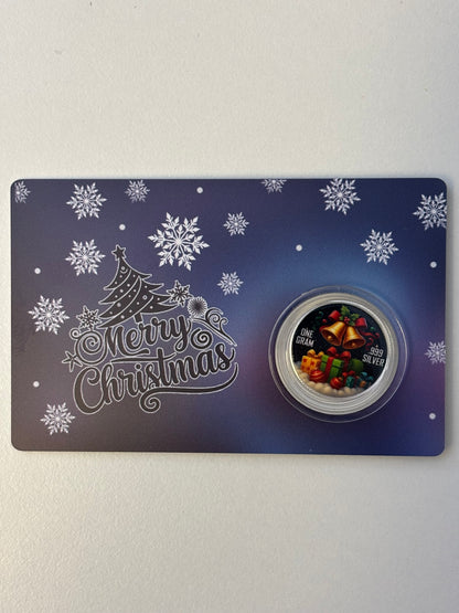 1g Silver Merry Christmas Colourised Rounds