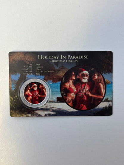 1g Silver Merry Christmas Colourised Rounds