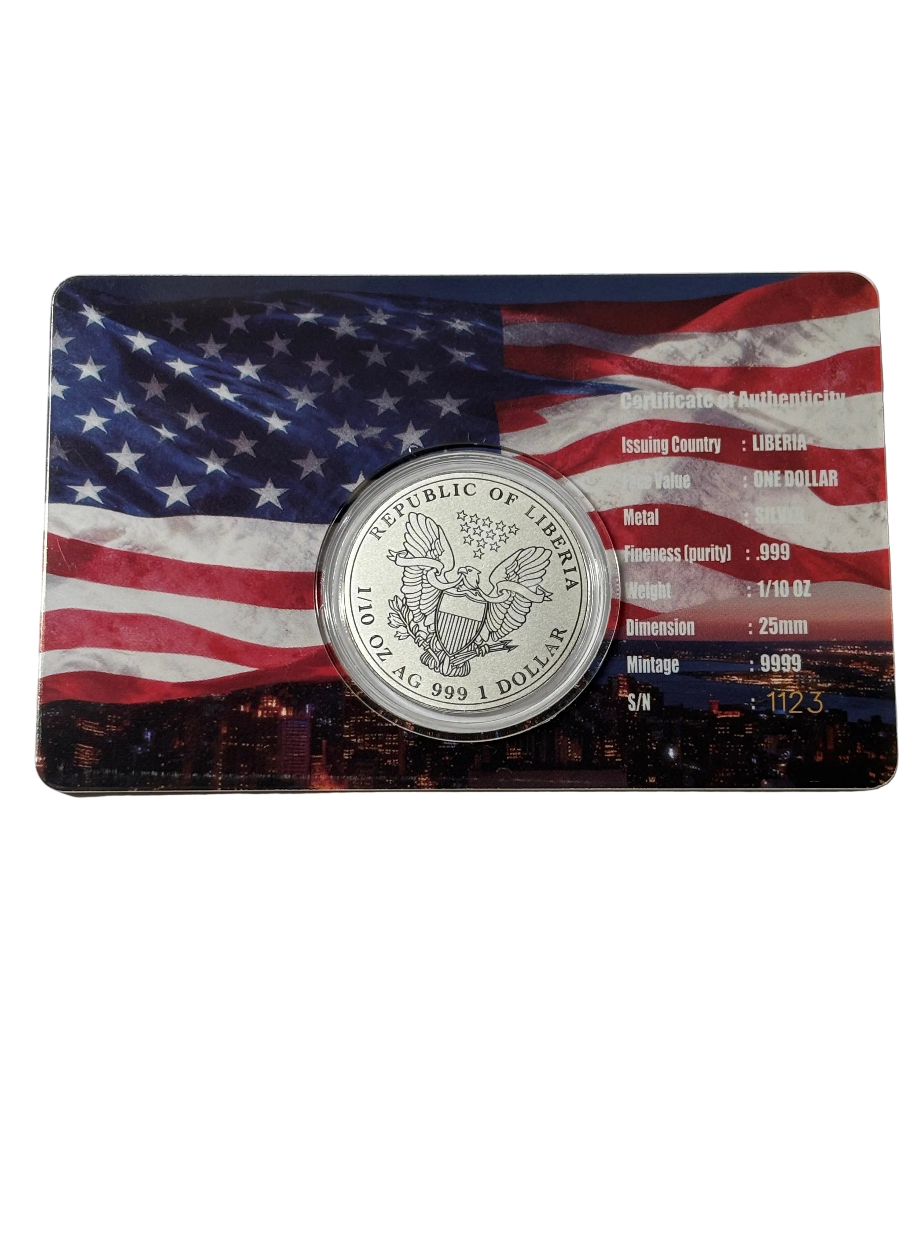 1/10th Oz Pure Silver Walking Liberty Foil Coin In Assay Card