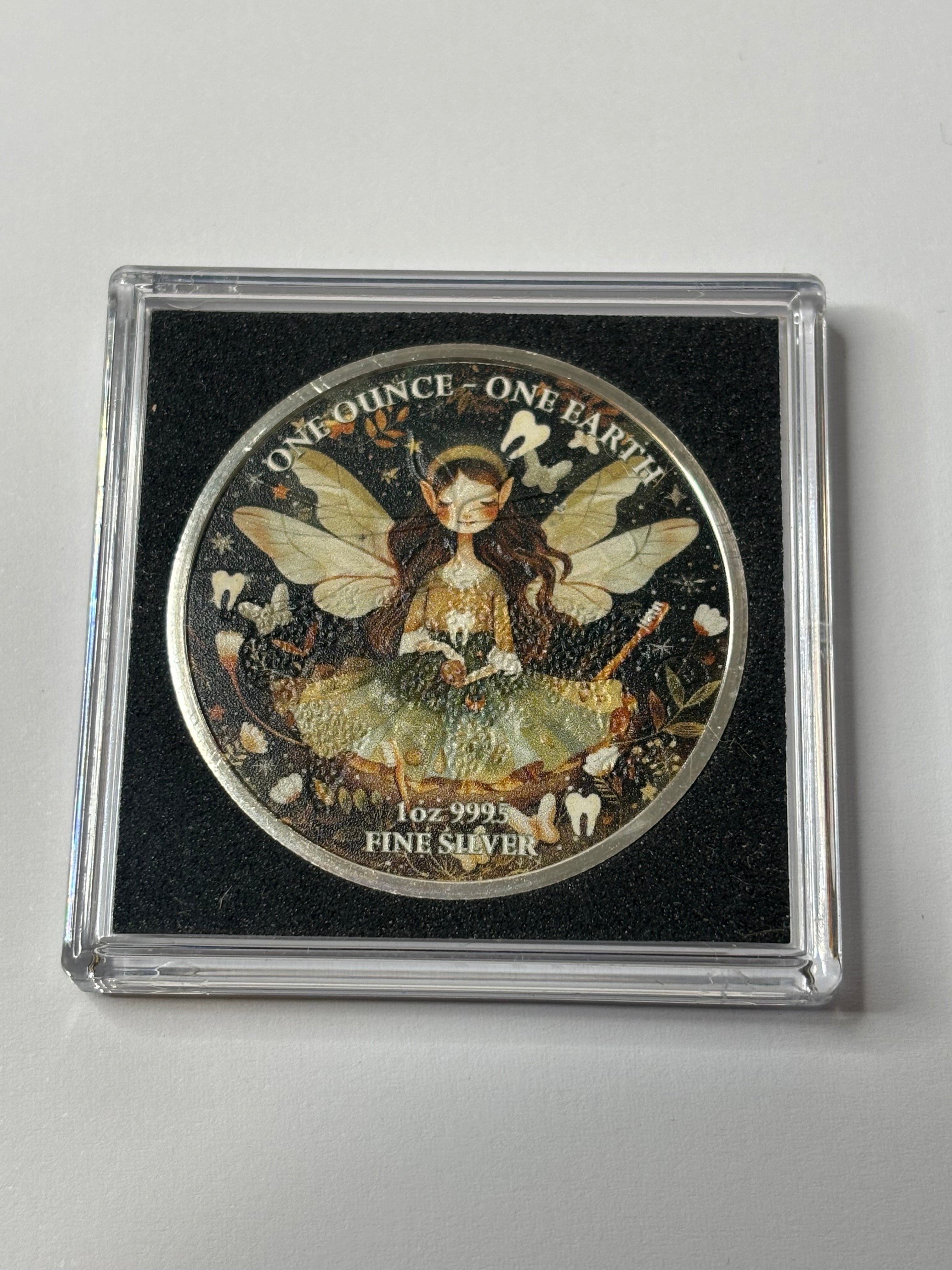 1oz Pure Silver Coin TOOTH FAIRY One Ounce One Earth Coloured Finish