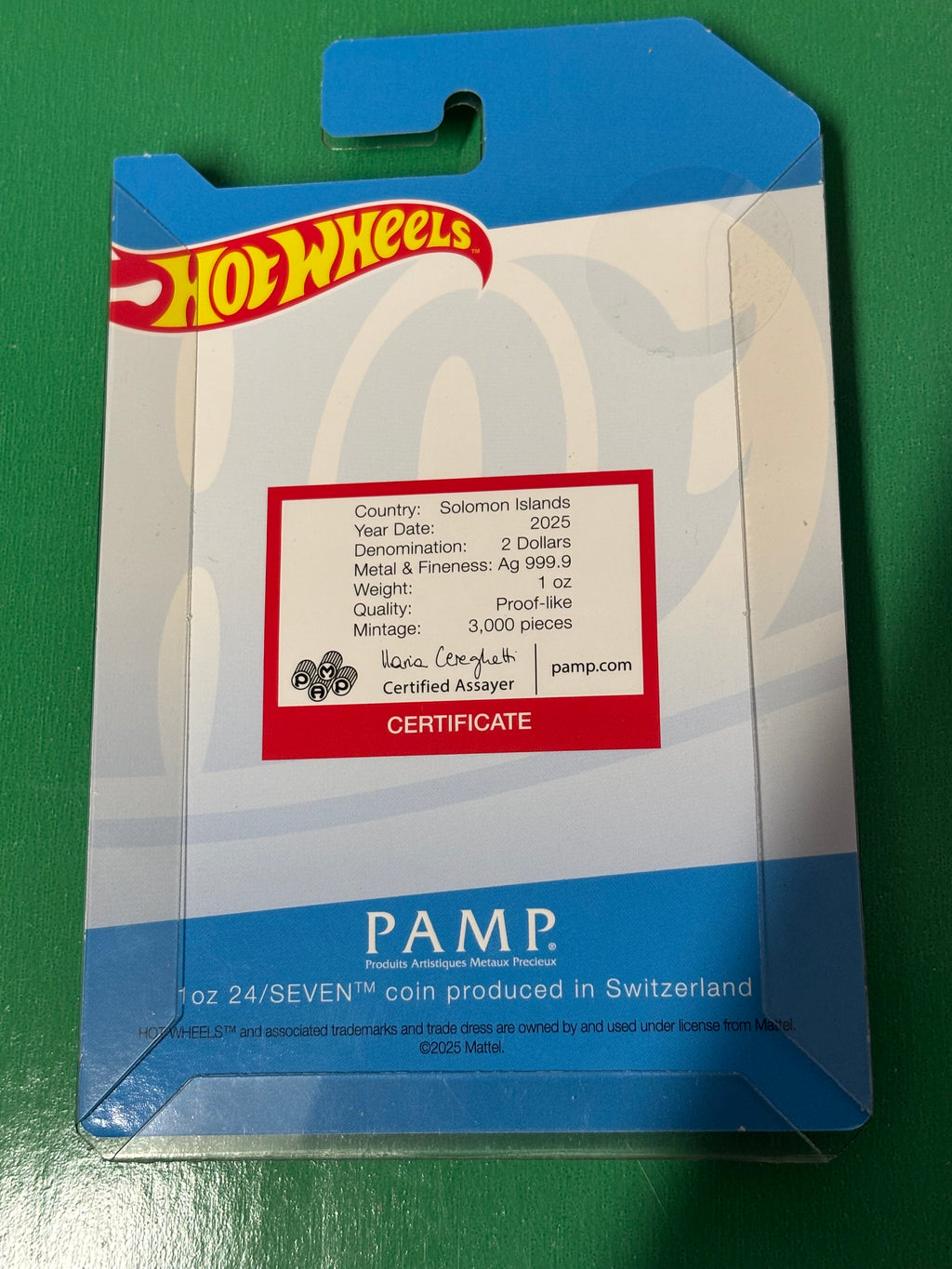 1oz 999.9 Silver PAMP Hotwheels 24/Seven