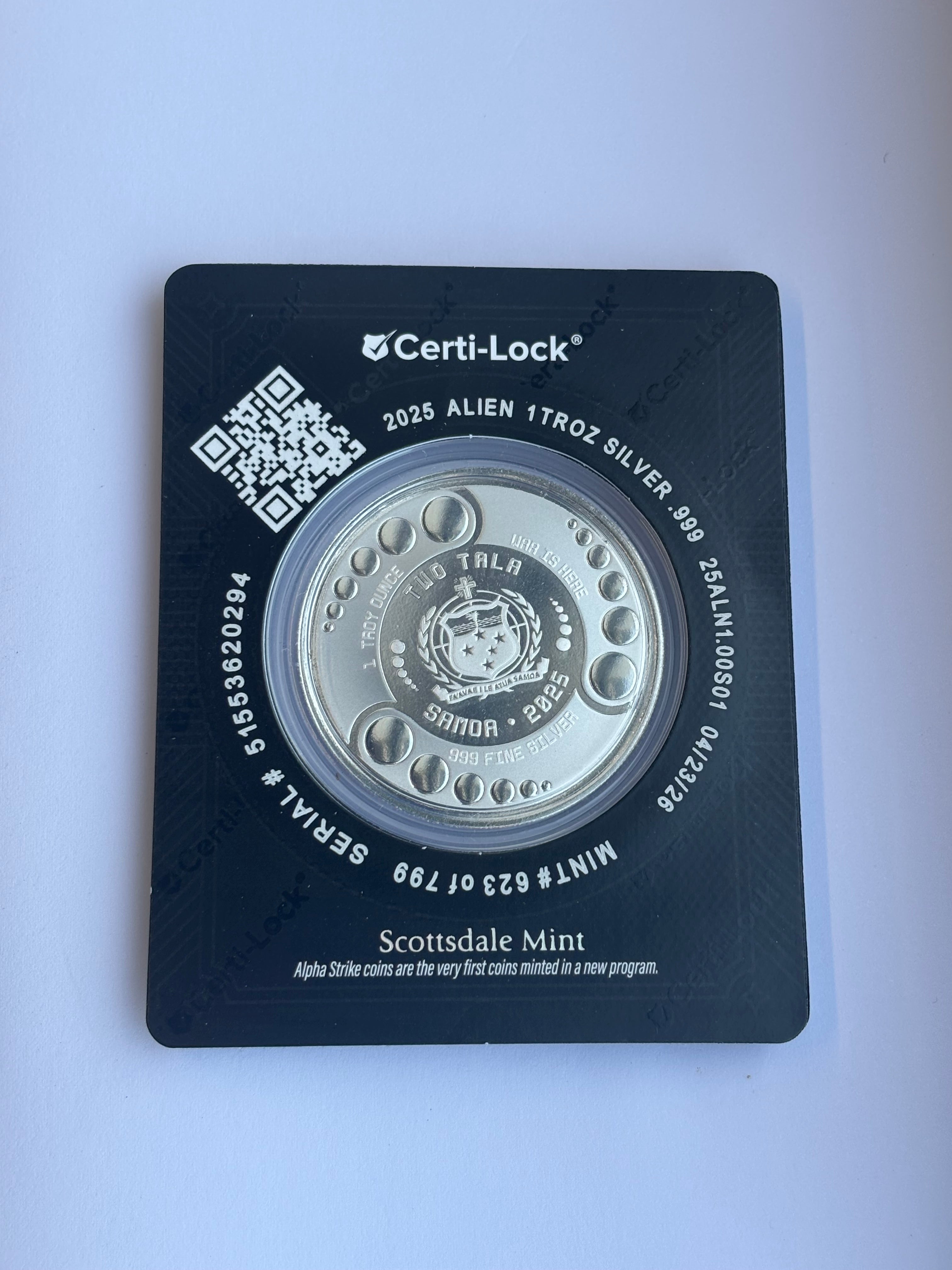 1oz Pure Silver Coin Alien Architects Alpha Strike