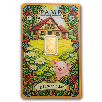 PAMP 1g Lucky Pig Pure Gold Bar