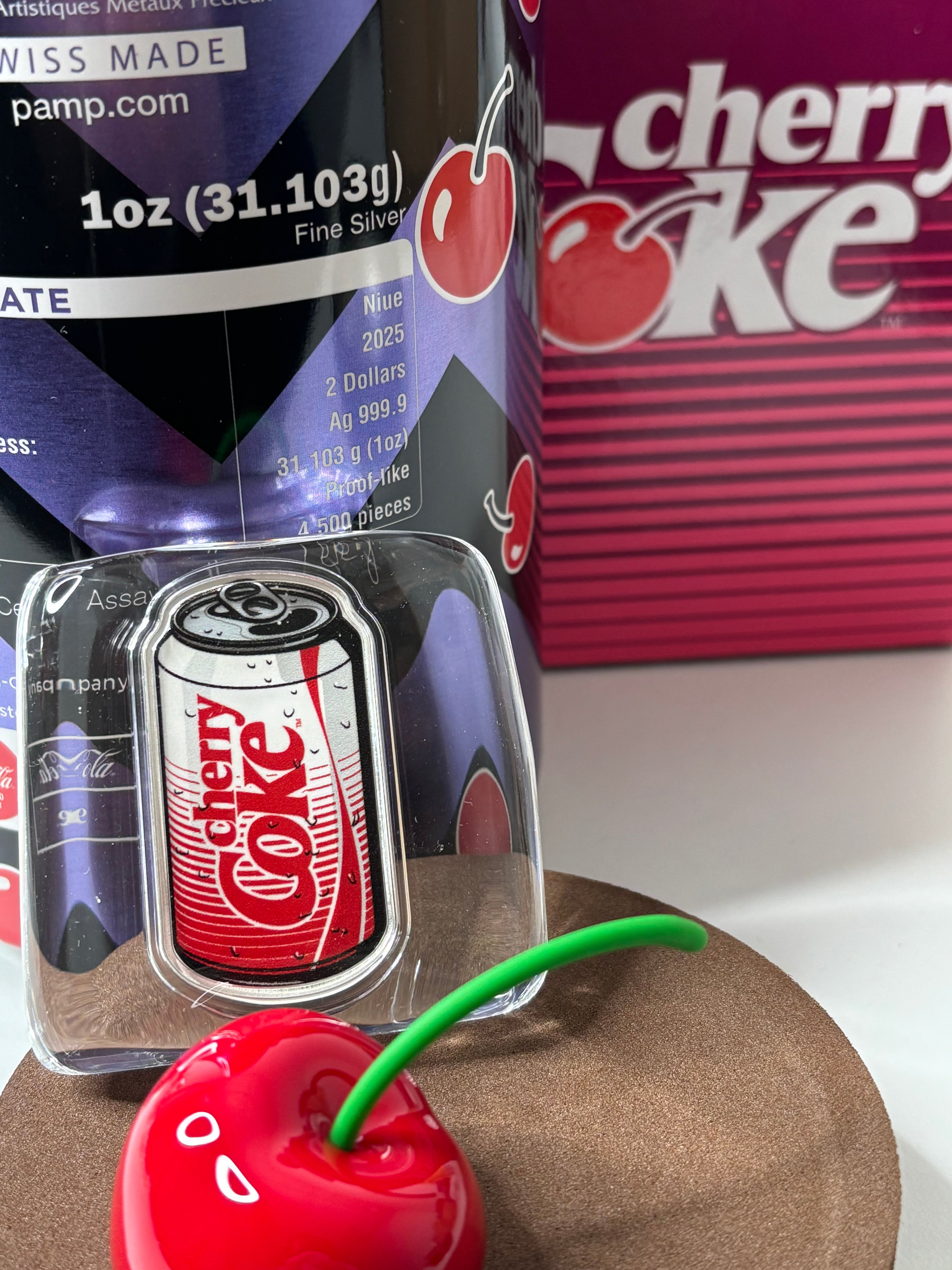 2025 PAMP Suisse Cherry Coke 40th Anniversary 1oz Silver Coin