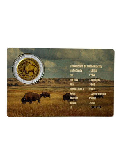 1/200th Oz Pure Gold Buffaloe Foil In card