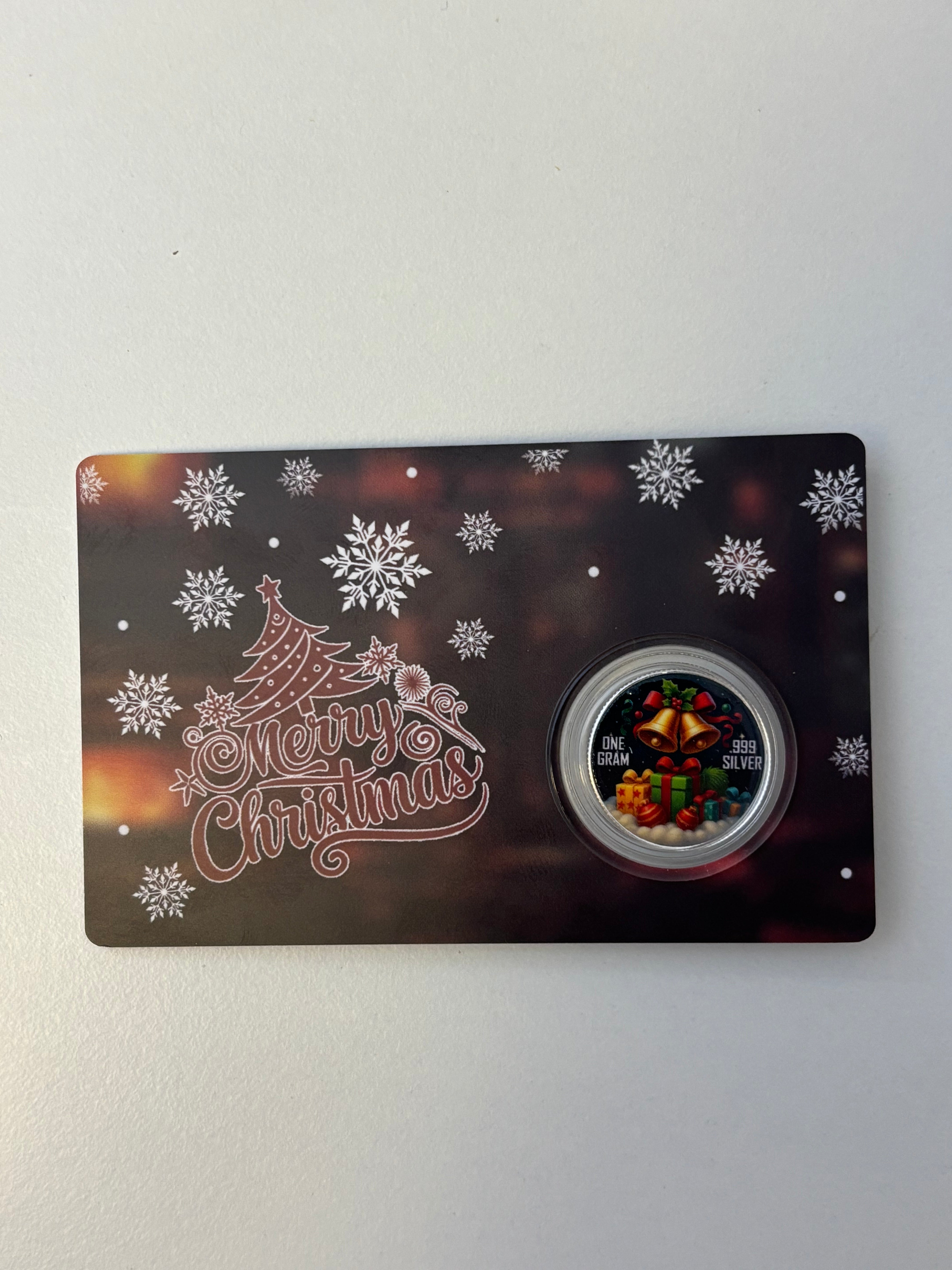 1g Silver Merry Christmas Colourised Rounds