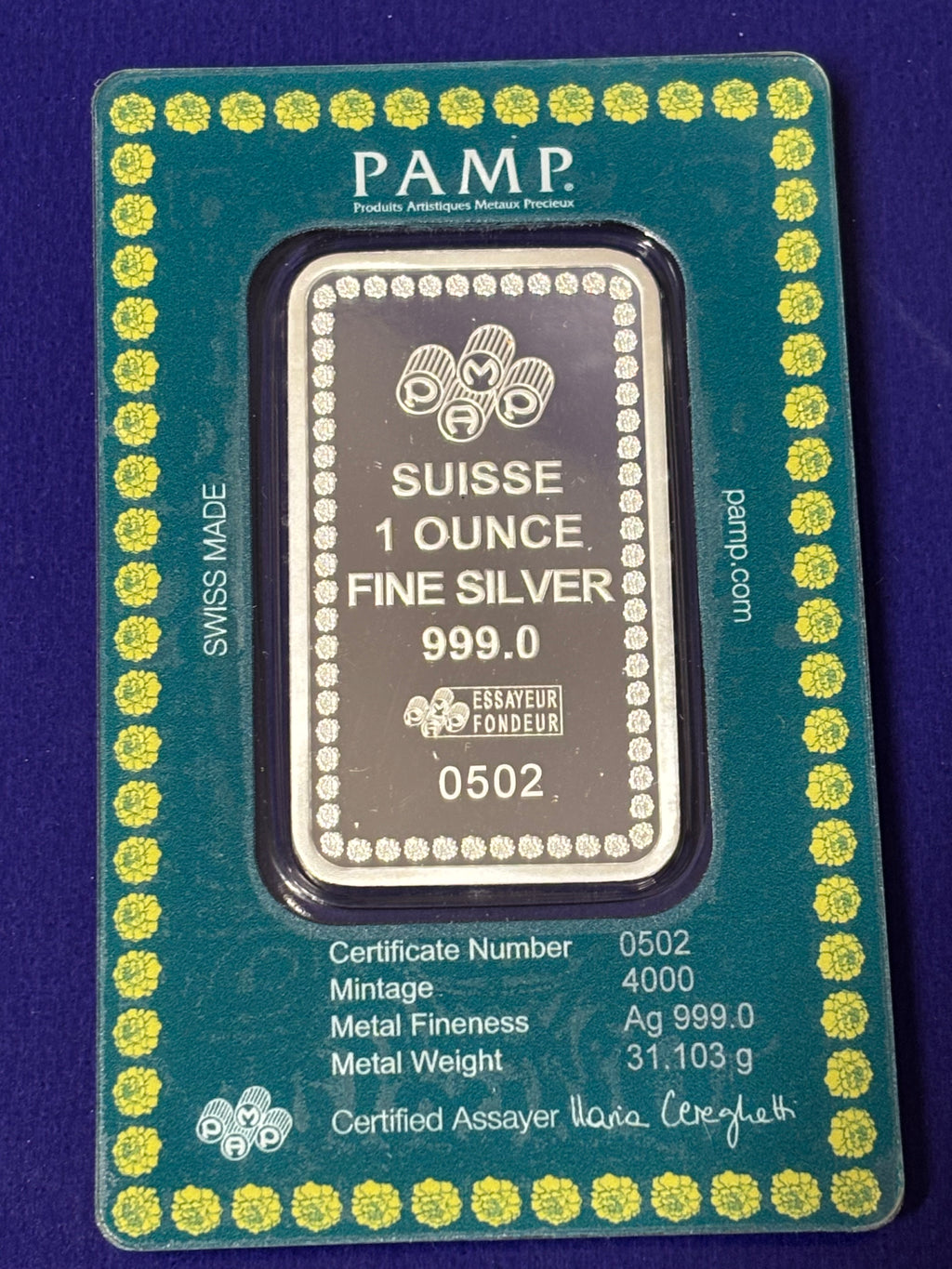 1oz .999 Silver PAMP Bar Diwali