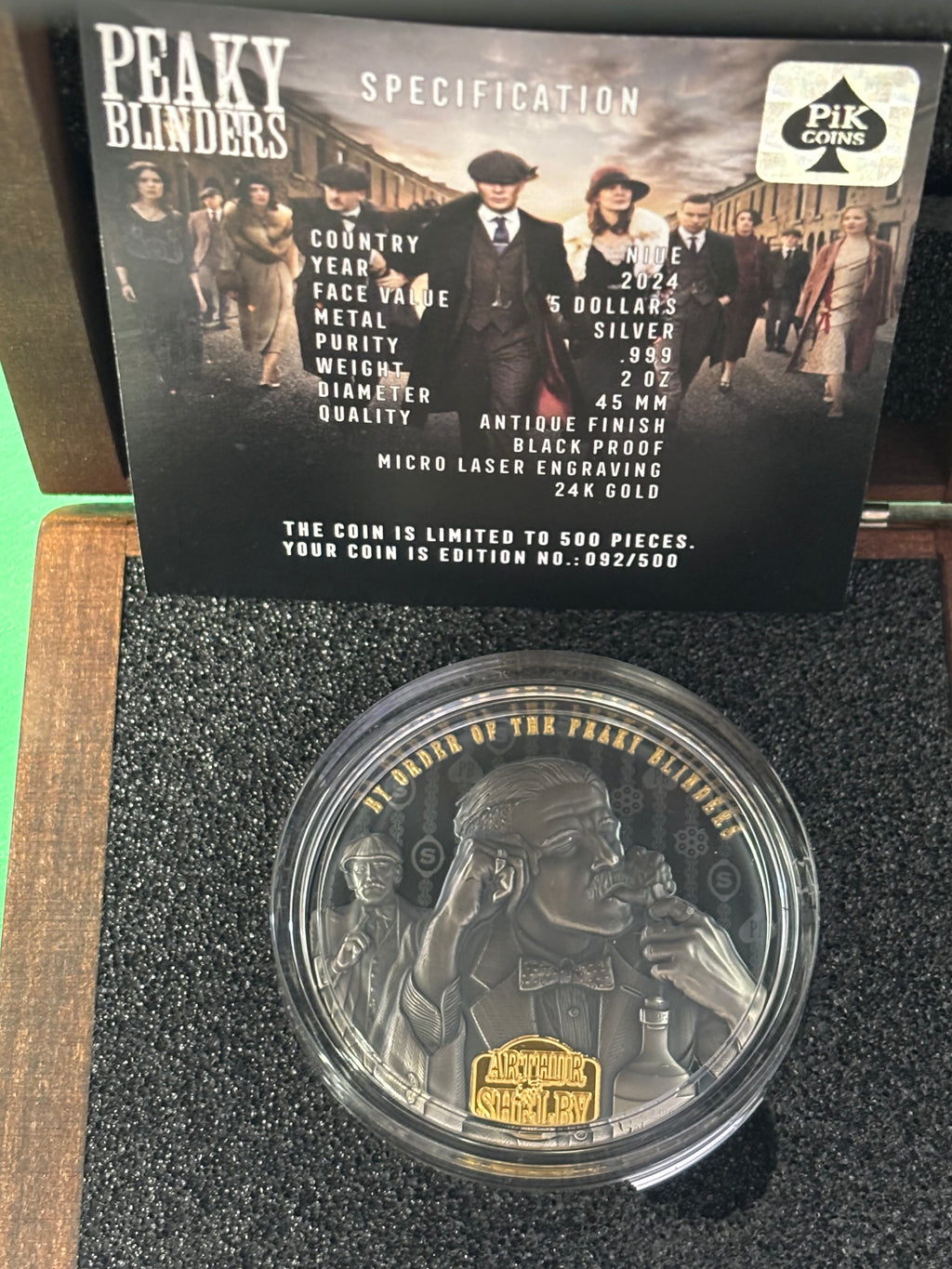 2oz .999 Silver Black Proof Peaky Blinders Arthur Shelby