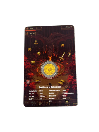 1/1000oz Pure Gold Pixel Dragon Carded Coin