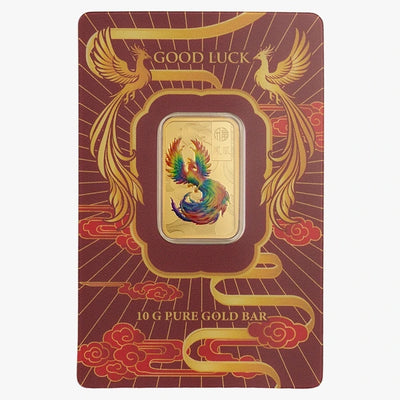 PAMP 10g Good Luck Phoenix Coloured Pure Gold Bar