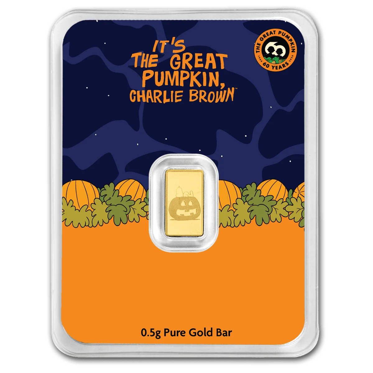 2026 PAMP Peanuts Great Pumpkin 60th Anniversary 1/2g Pure Gold Bar in TEP