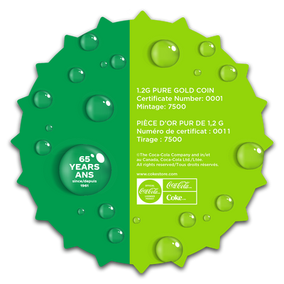 1.2g Pure Gold Sprite® 65th 
Anniversary Bottlecap