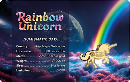 1/1000oz Gold Rainbow Unicorn