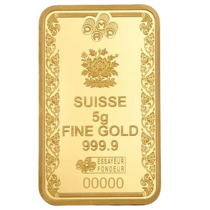 5 Gram Pure Gold Bar PAMP Buddha with Lotus