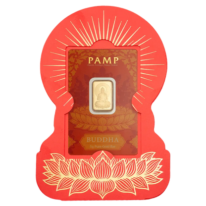 5 Gram Pure Gold Bar PAMP Buddha with Lotus