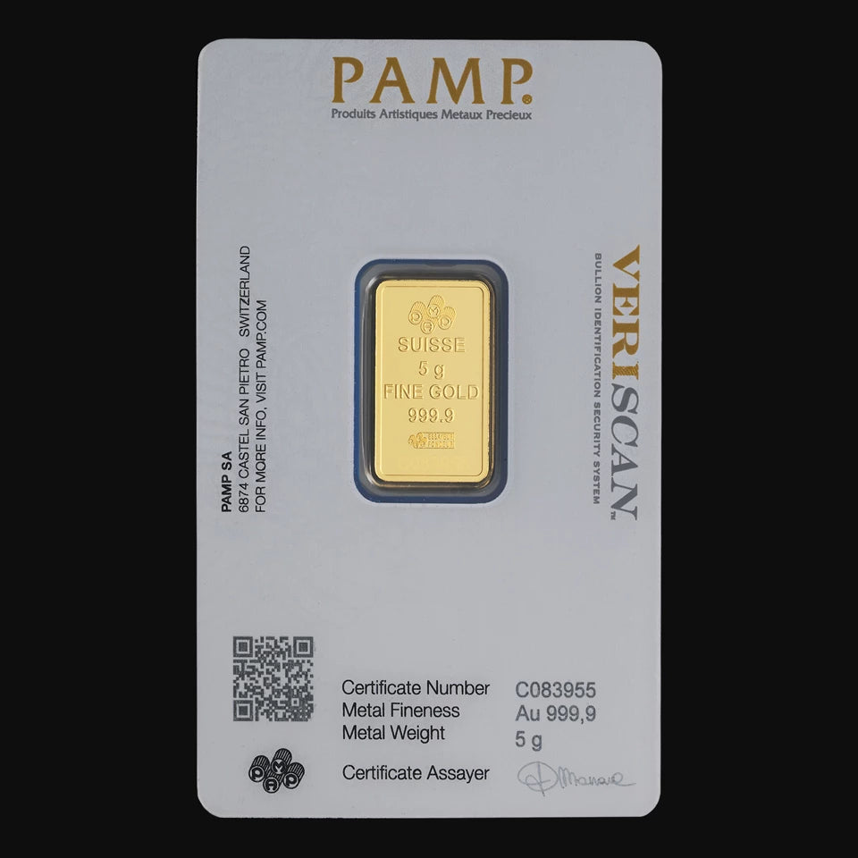 5g Pure Gold Pamp Bar In Assay Card