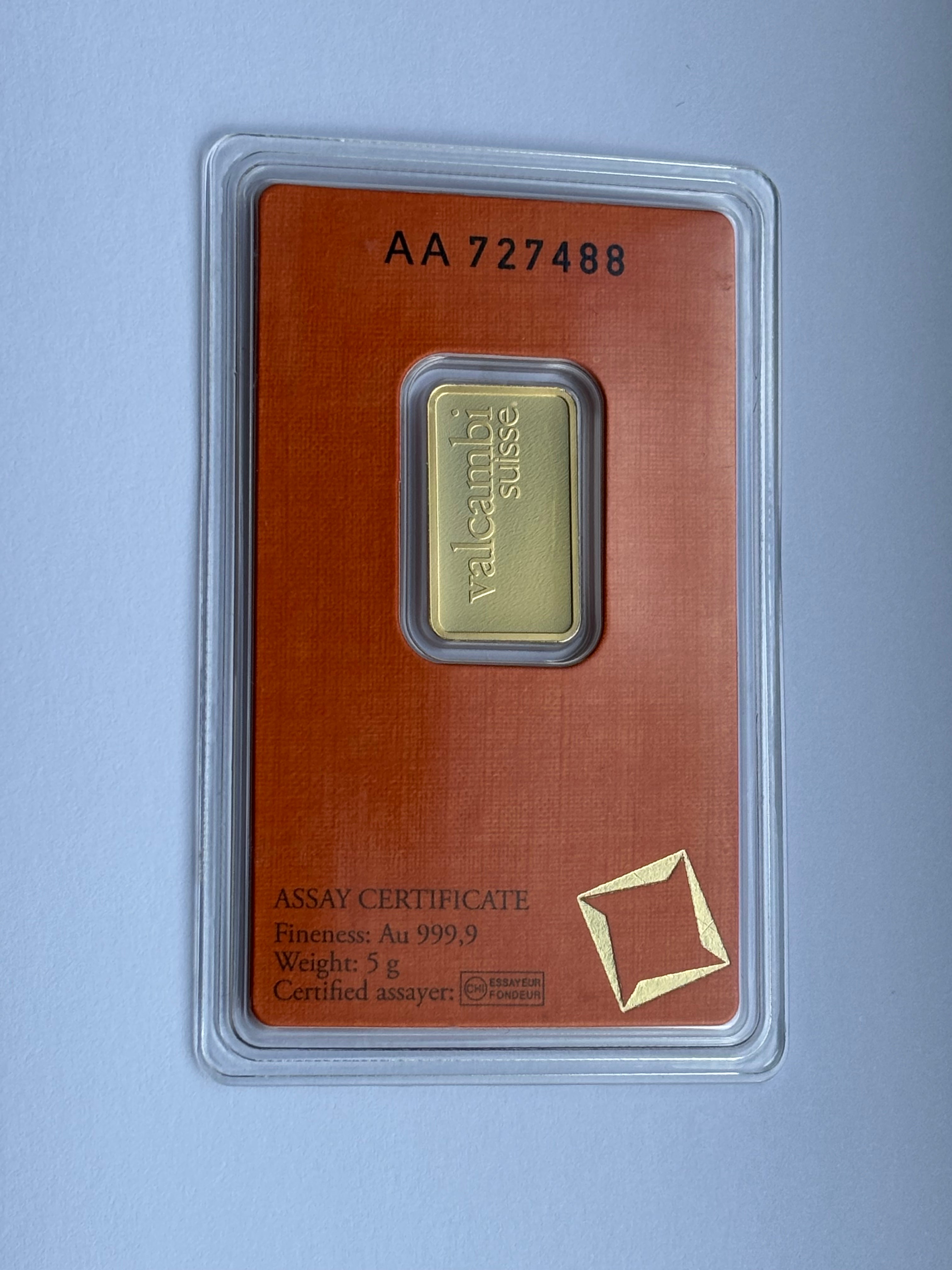 5g Pure Gold Bar Valcambi