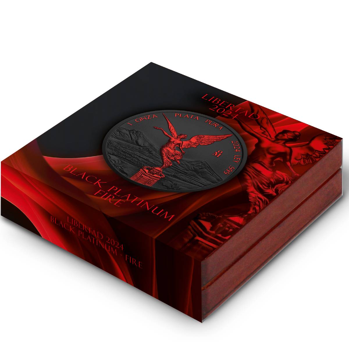 1oz Pure Silver Libertad Black Platinum  Fire