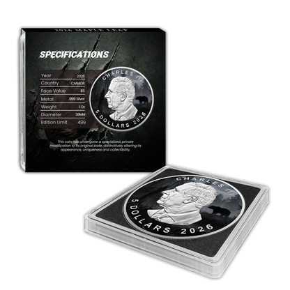 1oz Pure Silver Coin Maple Leaf Grizzly Bear
